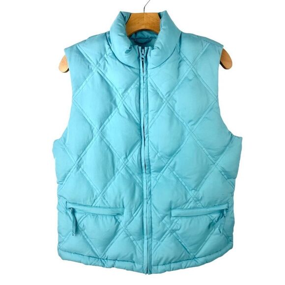 GAP Tiffany Blue Quilted Down Puffer Vest Size M - Picture 2 of 7